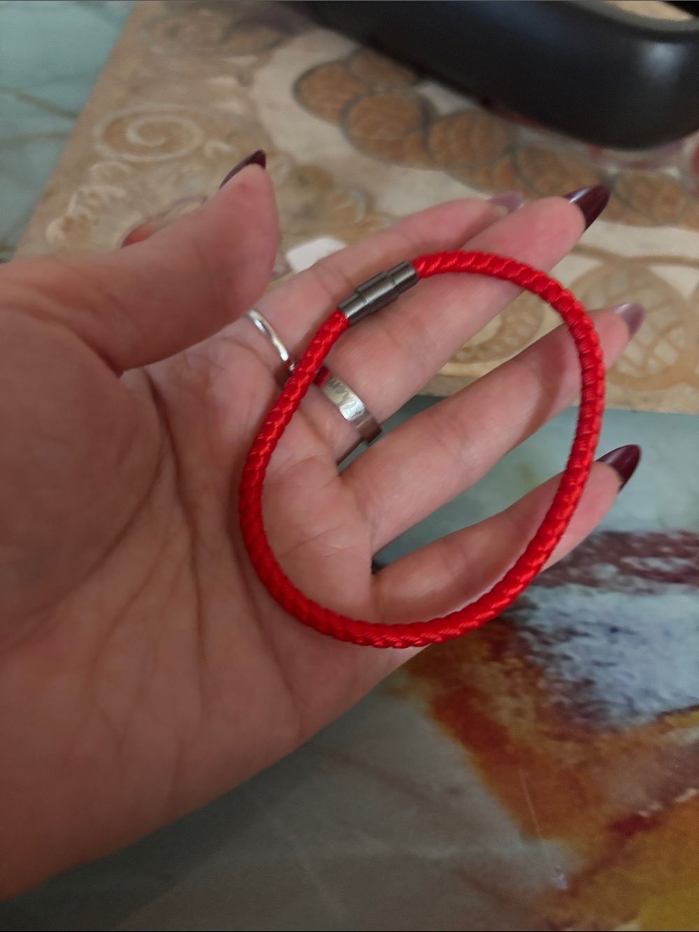 Red Braided Cord Bracelet with Magnetic Clasp - Women Jewelry